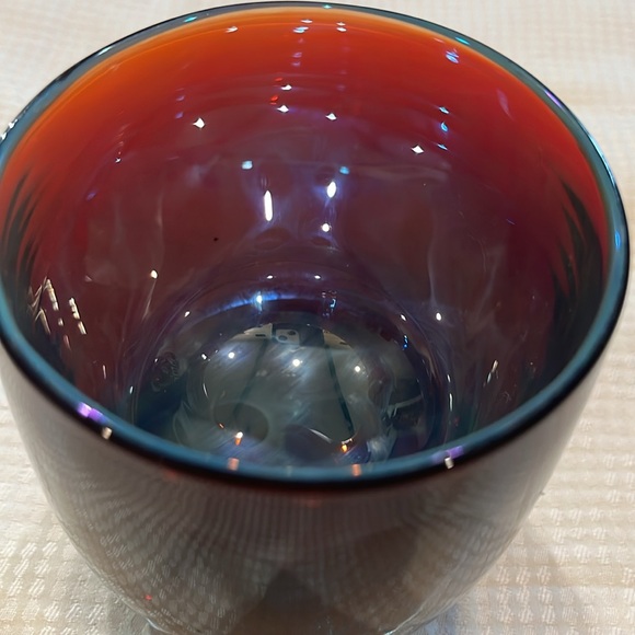 Glassy baby grateful red candleholder 3 inches in diameter 4 inches tall - Picture 6 of 8